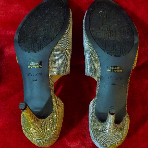 Unisa Sparkling Gold Peep Toe Women's Heels - Size 8.5 - Picture 7 of 7